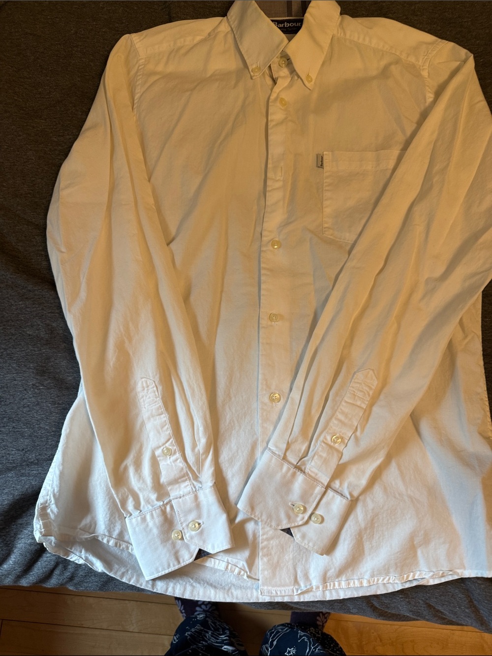 Barbour White Classic Men’s Button-Down Cotton Shirt